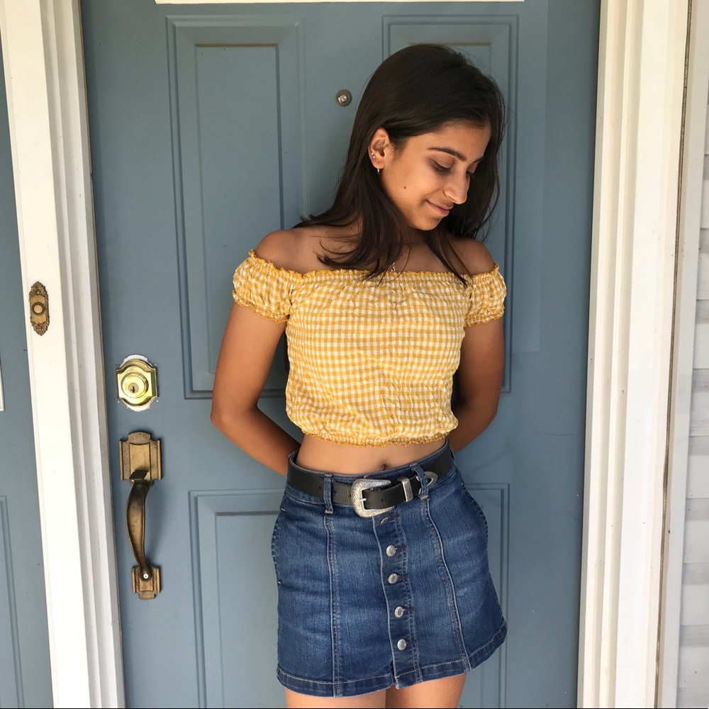 denim mini skirt